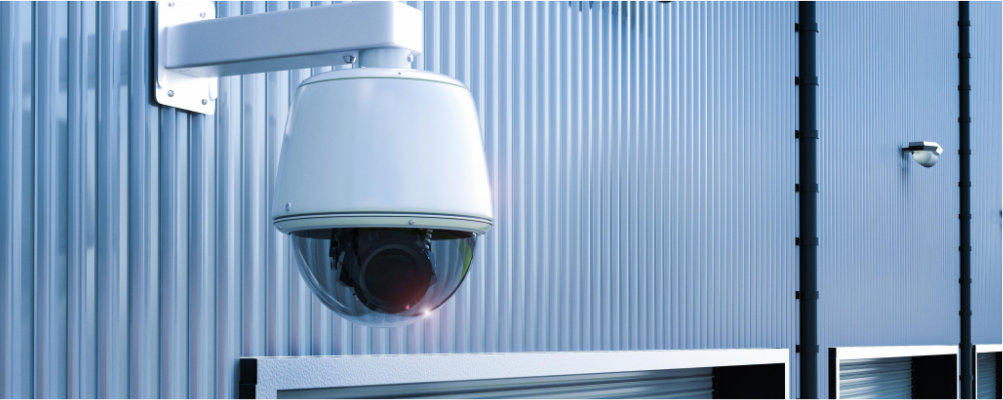 An active CCTV camera monitoring a Storage King facility